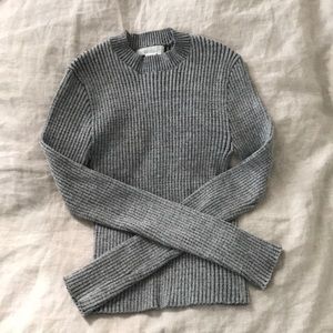 Ribbed mock neck gray size small